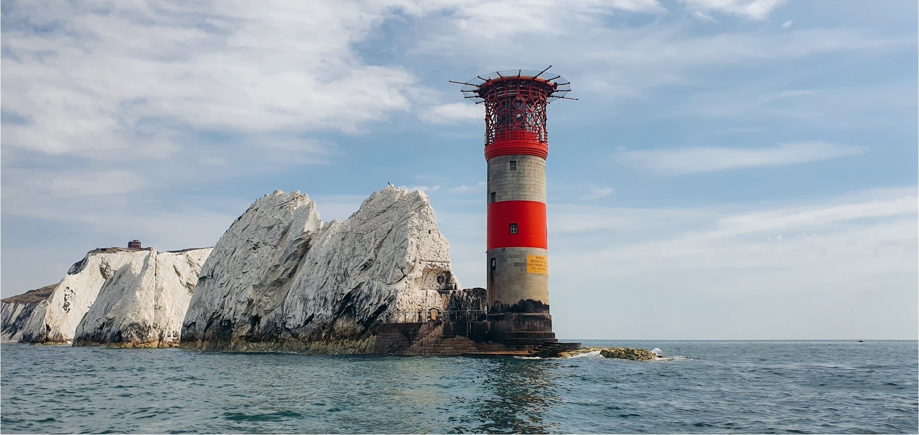 The Needles Lighthouse from the sea, Isle of Wight